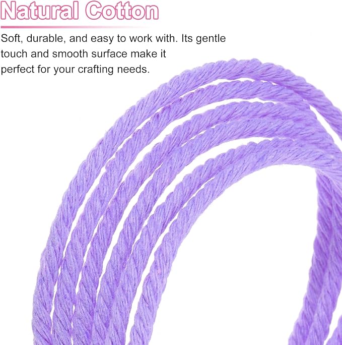 HARFINGTON Natural Macrame Cord 3mm x 328 Yards 4 Strand Twisted Cotton Macrame - Image 4