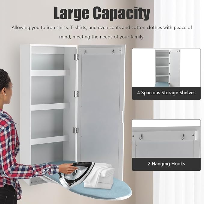 LOYALHEARTDY Wall Mounted Ironing Board, Foldable Door Ironing Table Cabinet - Image 5