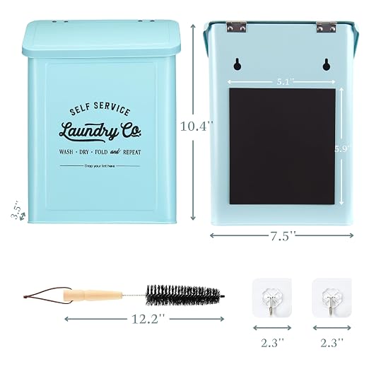 Magnetic Lint Bin for Laundry Room, Metal Trash Can - Image 2
