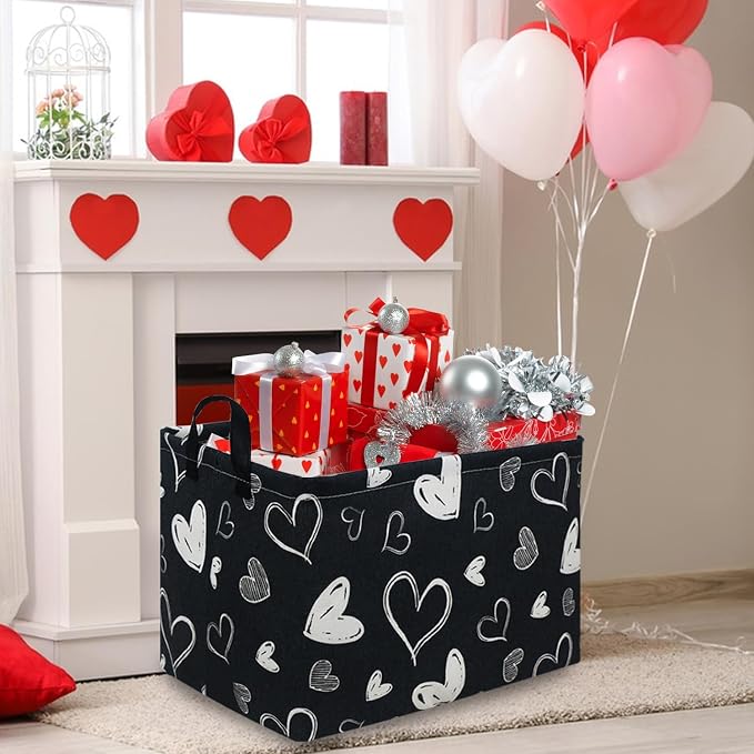 Rectangular Black Gift Basket, nursery laundry basket, girls gift basket - Image 2