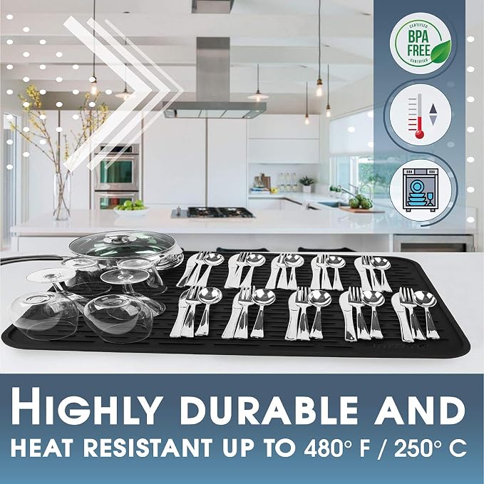 HOTPOP Medium Super Sturdy Silicone Dish Drying Mat and Trivet, Dishwasher Safe - Image 3