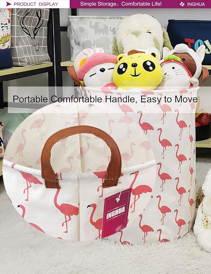 Laundry Hamper Large Canvas Fabric Lightweight Storage Basket/Toy - Image 4
