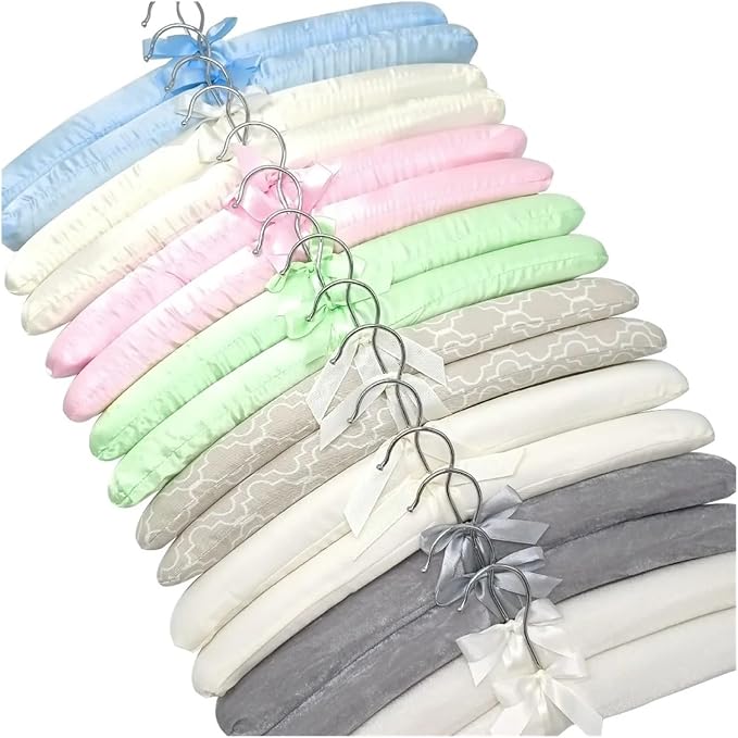 Satin Padded Hangers 5PCS Clothes Satin Padded Hanger Sponge Hangers Display - Image 2