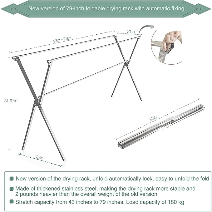 Clothes Drying Racks Outdoor, Updated Version, Stainless Steel Laundry Drying - Image 3
