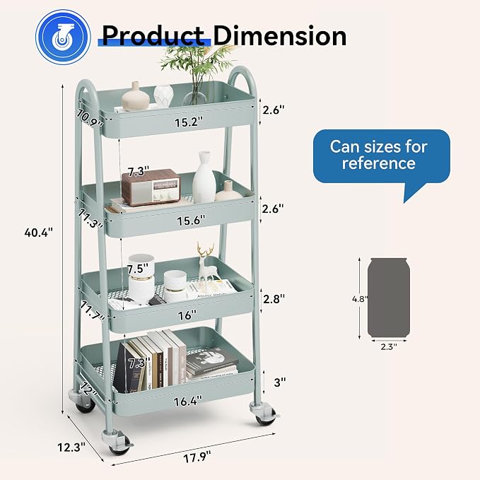 NEWBULIG 4-Tier Rolling Utility Cart - Image 4