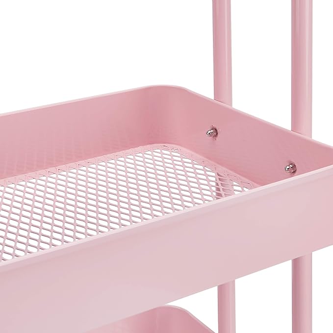 Amazon Basics 3-Tier Rolling Utility or Kitchen Cart, Lockable Wheels, Metal - Image 3