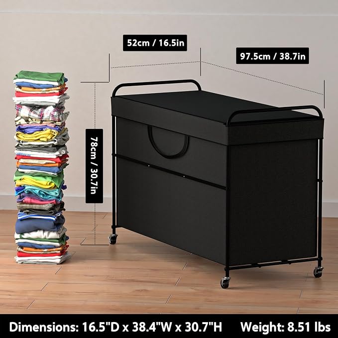 240L Large Laundry Hamper, 4 Compartment Laundry Basket - Image 3
