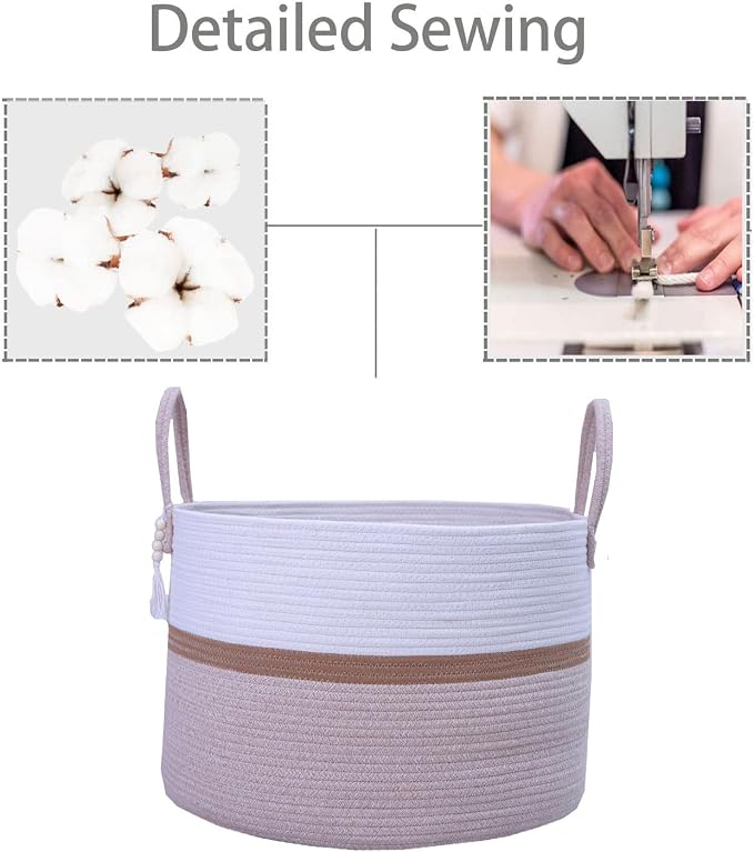 Woven Storage Basket with Handle, Nursery Hamper in Baby Nursery&Bathroom - Image 6