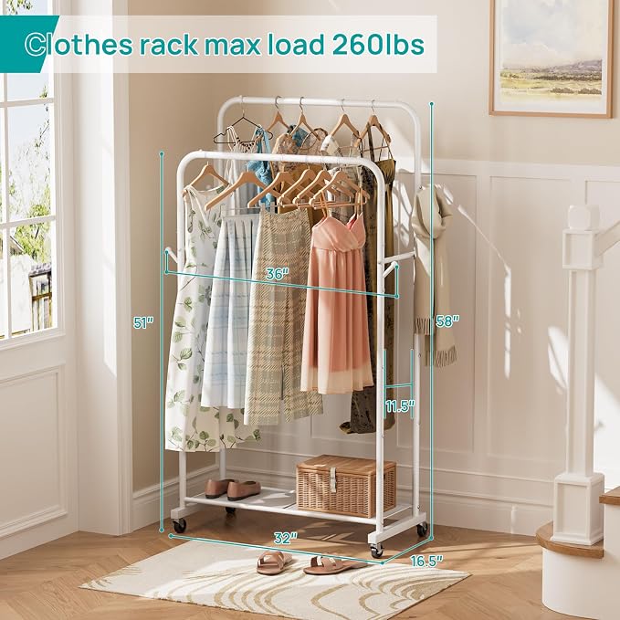 SINGAYE Clothing Rack Garment Coat Racks Drying Metal Freestanding - Image 4