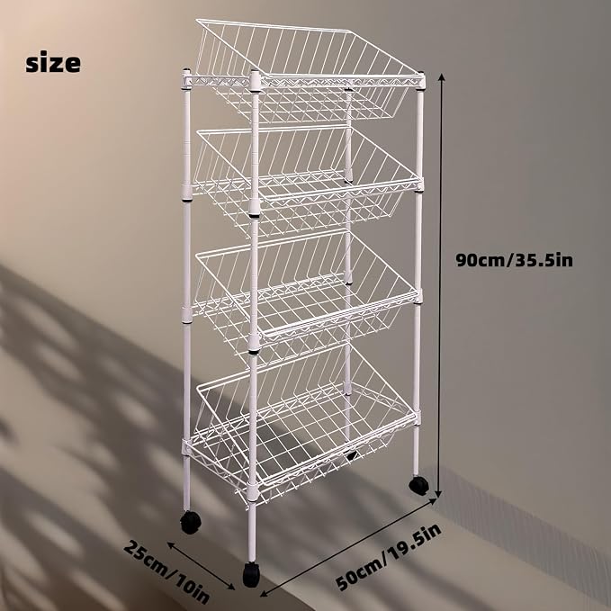 NSF white 4-layer storage rack, kitchen basket rack, vegetable tableware sorting - Image 2