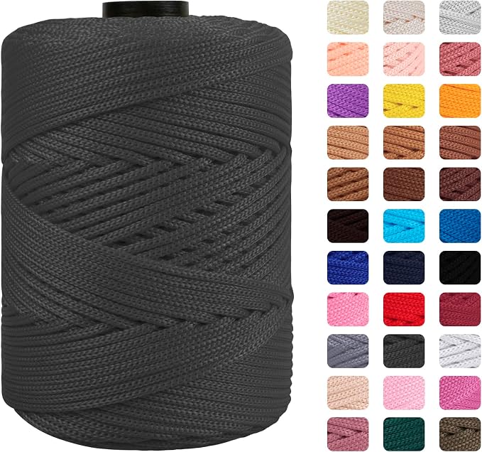CAMAL Polypropylene Cord 3mm 185 Yards Colorful Polyester Yarn Handmade by CAMAL