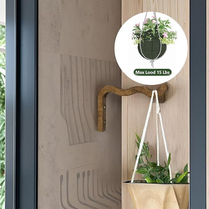Wooden Wall Planters, Hanging Plant Hooks - Image 4