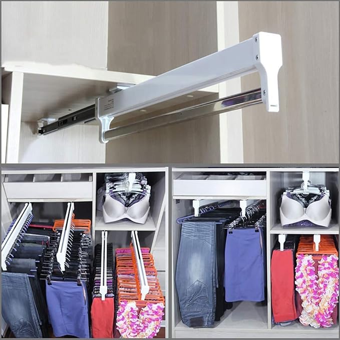 Closet Rod Garment Bar, Hanging Clothes Rods Adjustable Clothing Organizer - Image 3
