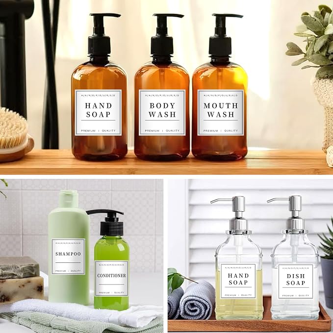TESWEY 30PCS Waterproof Labels for Bottles, Minimalist Bathroom and Laundry - Image 3