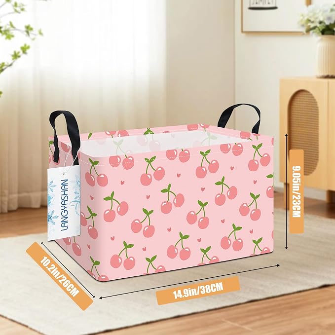 LANGYASHAN Rectangular Storage Bin Collapse Canvas Fabric Cartoon Storage Basket - Image 2