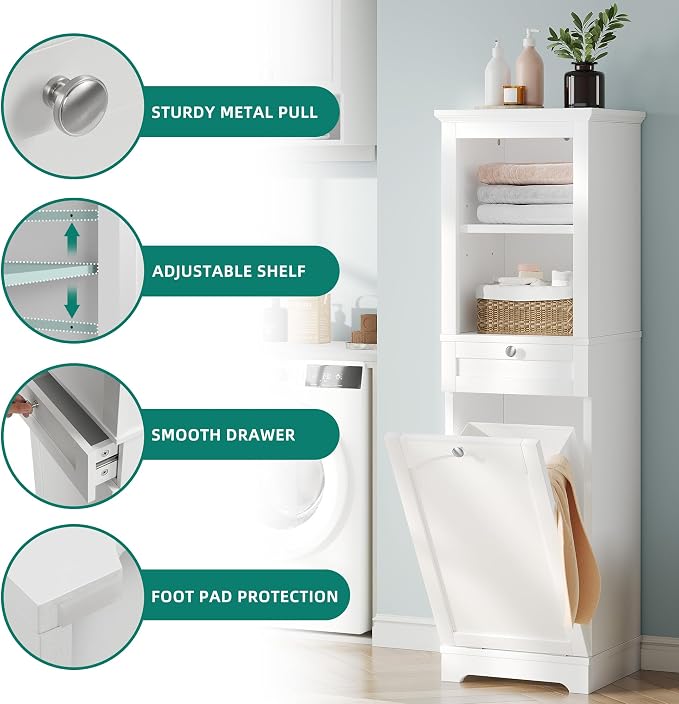 YITAHOME 53" Tall Tilt-Out Laundry Storage Cabinet, Hidden Hamper - Image 5