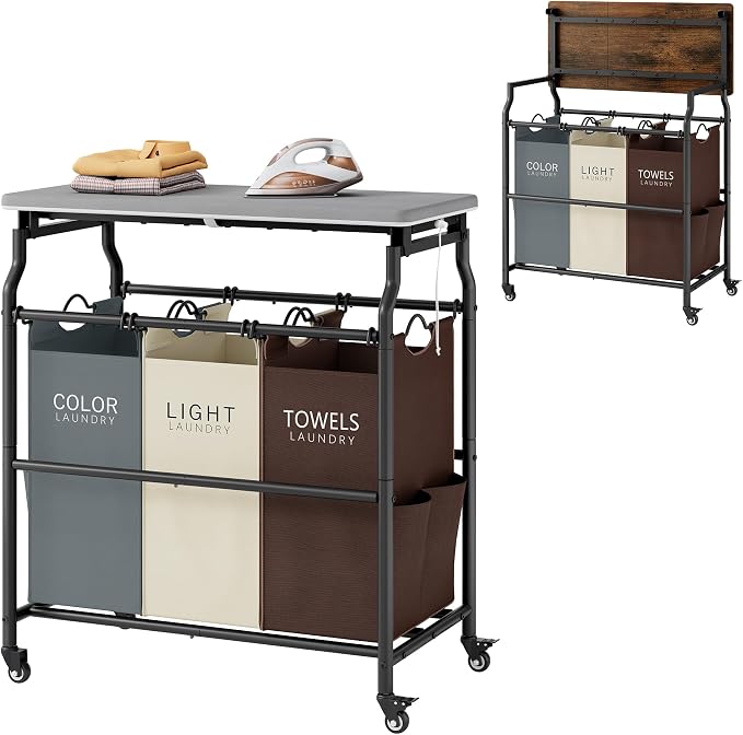 Hoctieon 3 Section Laundry Sorter Cart by Hoctieon