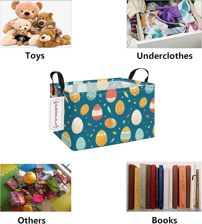 QUEENLALA Rectangular Laundry Hamper/Foldable Nursery Laundry Basket - Image 3