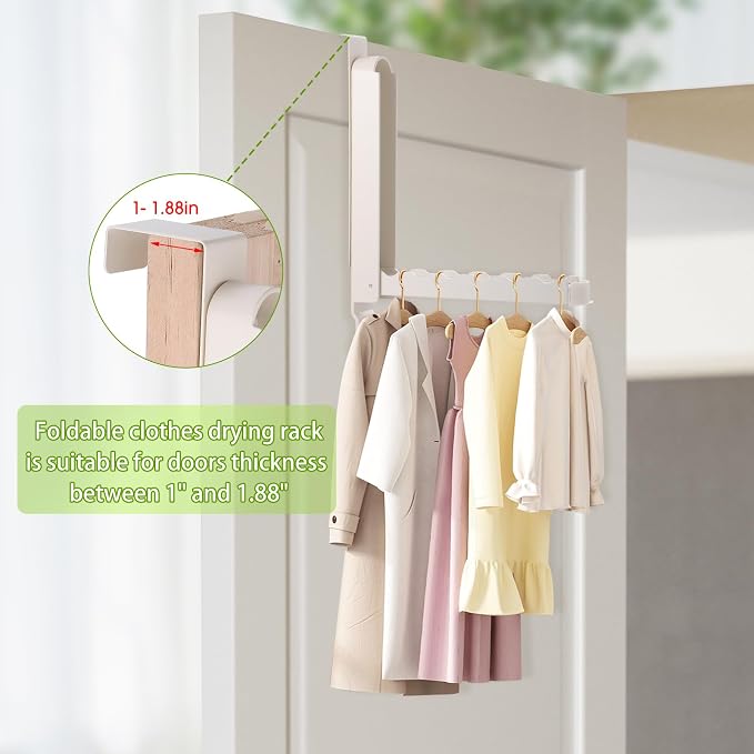 Over The Door Drying Rack, 2 Pack Foldable Over The Door Hooks Hanger - Image 6