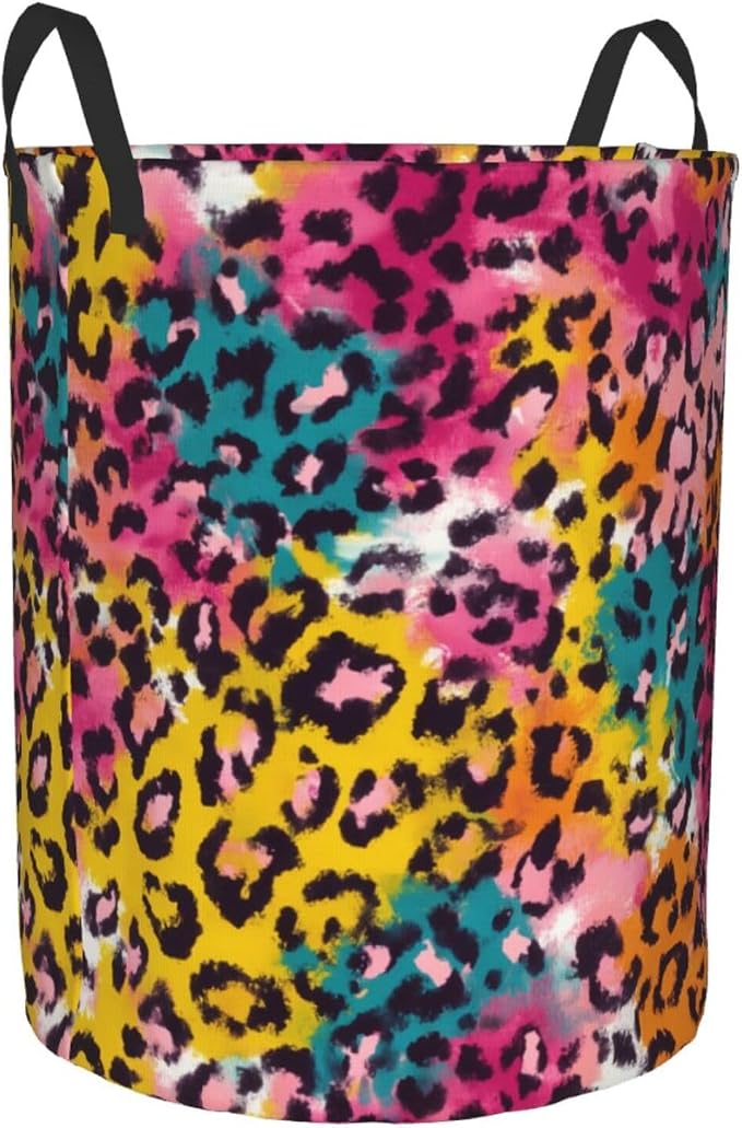 Leopard Print Laundry Basket Storage Bin Foldable Laundry Hamper Clothes - Image 2