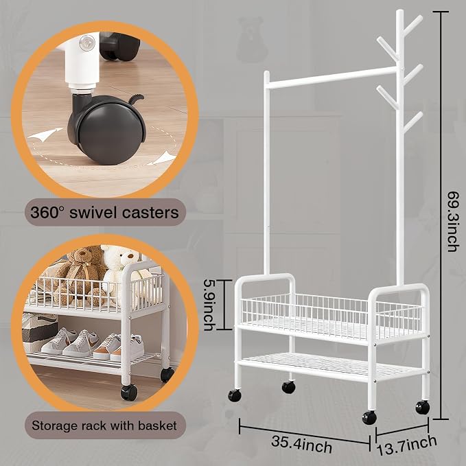 Clothes Rack with Storage Shelves, Heavy - Image 4