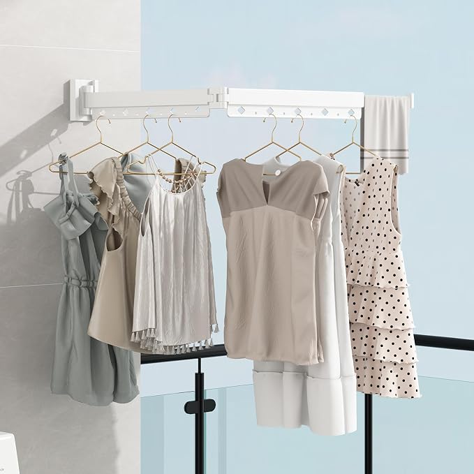 Clothes Drying Rack, Retractable and Foldable Laundry Drying Rack Wall Mount - Image 2