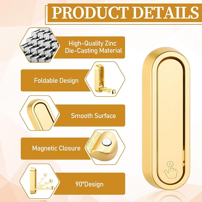 6 Pcs Gold Folding Wall Hooks, Heavy Duty Folding Coat Hooks - Image 3