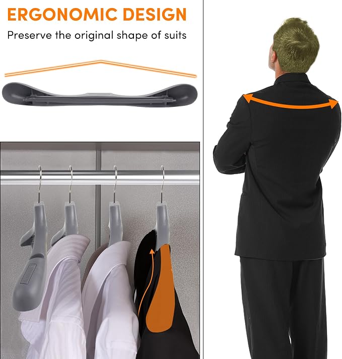 DEDU Suit Hangers for Men 40 Pack, Thick Plastic - Image 4
