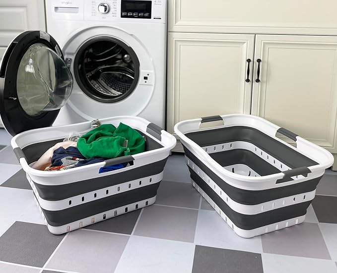 SAMMART 42L Collapsible Plastic Laundry Basket-Foldable Pop Up Storage - Image 3