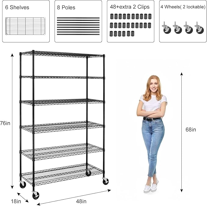 Meet perfect 6-Tier Wire Shelving Unit - Image 6