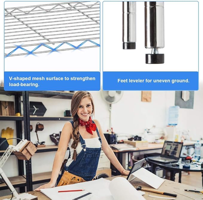 Meet perfect 5-Tier Heavy Duty Wire Shelving Unit, NSF Certified Steel Organizer - Image 5