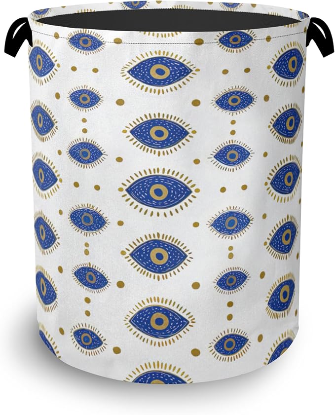 Evil Eyes Laundry Basket, Foldable Oxford Cloth Tote Bag Laundry Hamper Clothes by Unknown