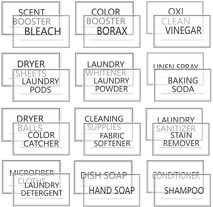 32PCS Laundry Room Labels Waterproof, Transparent Stickers by TESWEY