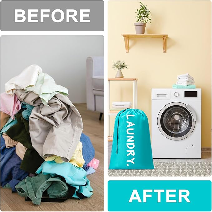 2 Pack 28" x 40"Travel Laundry Bag, Machine Washable Dirty Clothes Organizer - Image 7