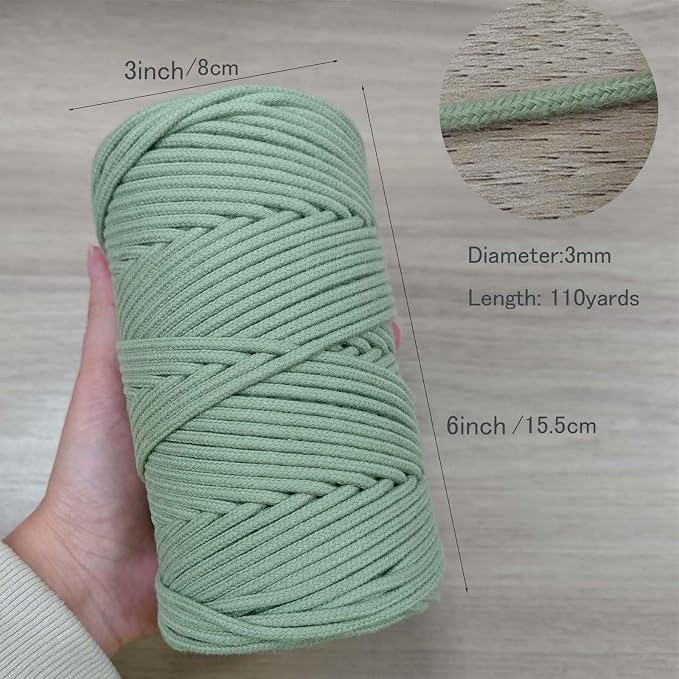 ROPEMATE 100% Cotton Macrame Cord 3mm x110Yards Soft Braided Cotton Rope String - Image 6