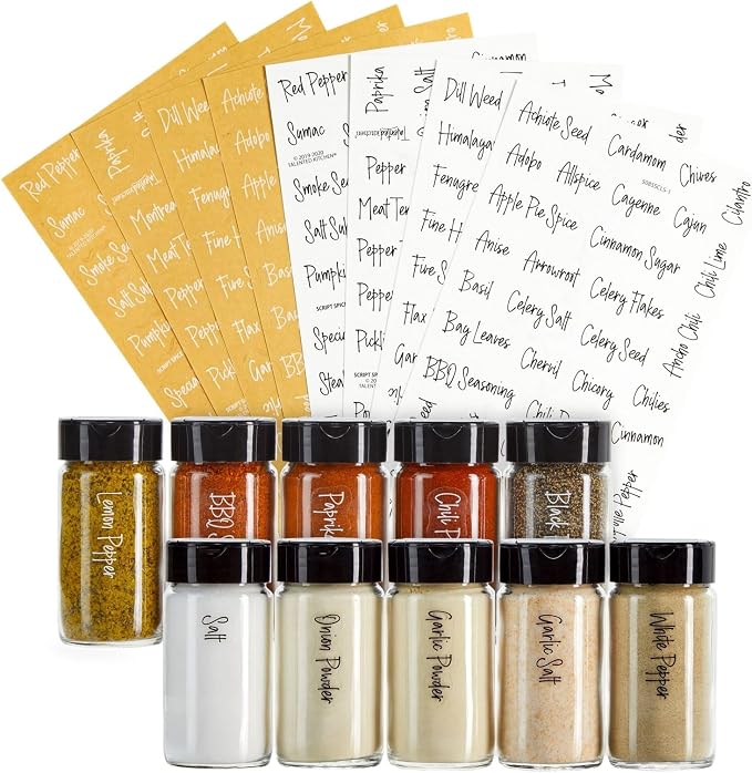 Talented Kitchen 272 Spice Labels Stickers, Water Resistant by TalentedKitchen