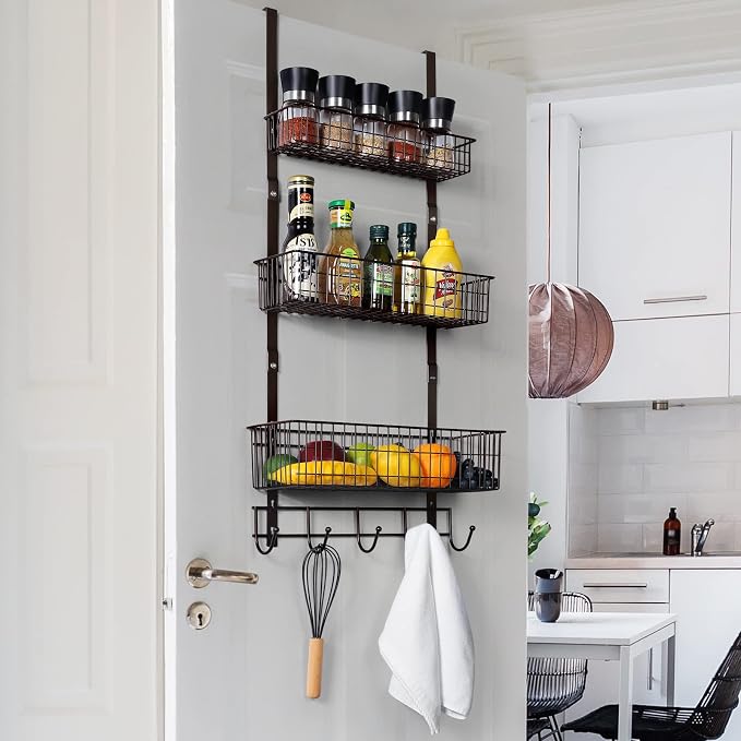 Over The Door 3 Tier Hanging Kitchen Storage Rack Heavy Duty Pantry Organizer - Image 2
