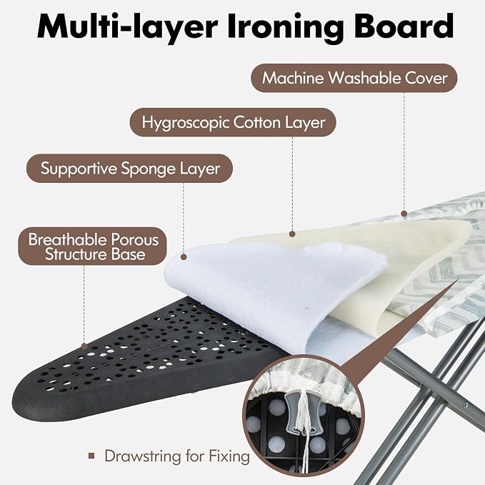 COSTWAY Ironing Board Full Size, Foldable Iron Stand - Image 2