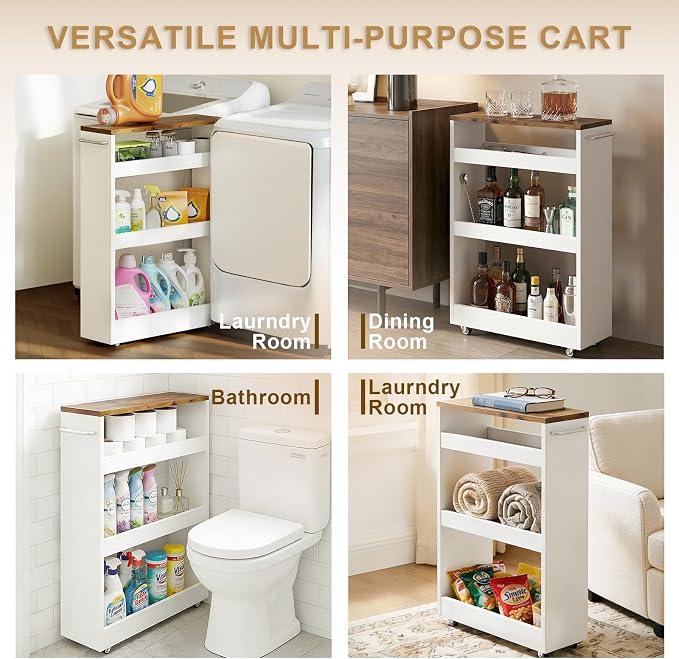 TEAMIX 4 Tier Slim Rolling Storage Cart - Image 7