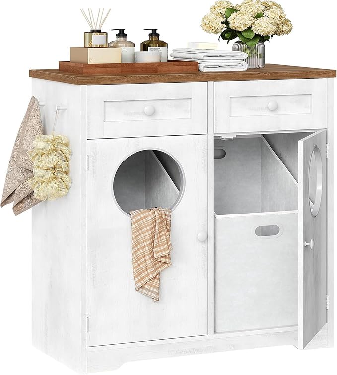 HOOBRO Double Laundry Hamper Cabinet, Hidden Laundry Cabinet by HOOBRO