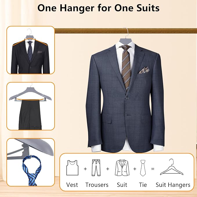 DEDU Suit Hangers for Men 10 Pack, Thick Plastic - Image 5