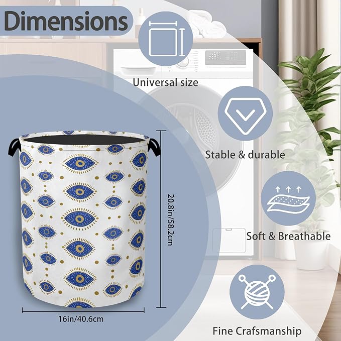 Evil Eyes Laundry Basket, Foldable Oxford Cloth Tote Bag Laundry Hamper Clothes - Image 2