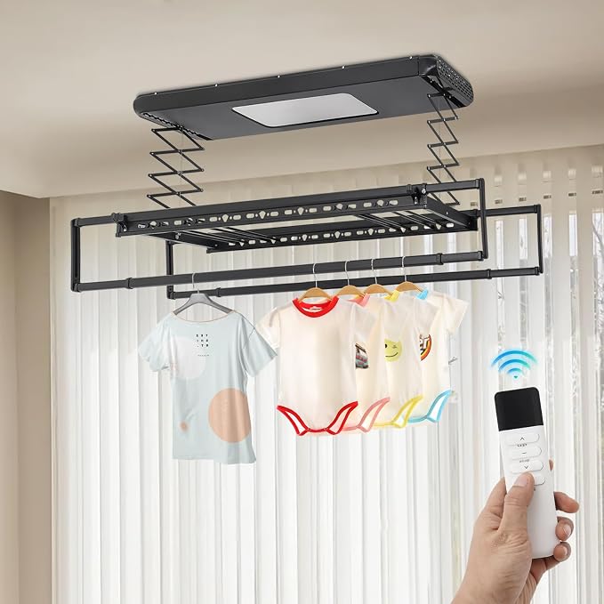 Electric Clothes Airing Rack, Adjustable Ceiling Mounted Smart Control Clothes - Image 7