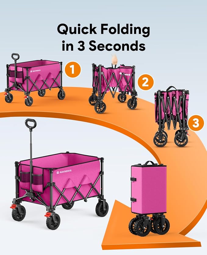 Wagons Carts Foldable, Collapsible Foldable Wagon 330lbs Capacity, Large - Image 9