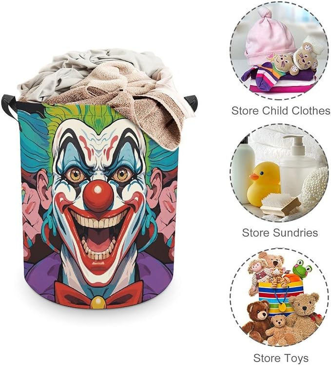 Clowns Laundry Basket with Handles, Laundry Hamper with Internal Support - Image 3