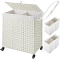 Greenstell Laundry Hamper with Wheels, No Install Needed, 110L Divided by Greenstell