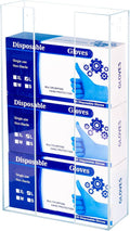 Acrylic Gloves Box Dispenser Holder Wall-Mounted, 3 Box Capacity, Glove and by Unknown