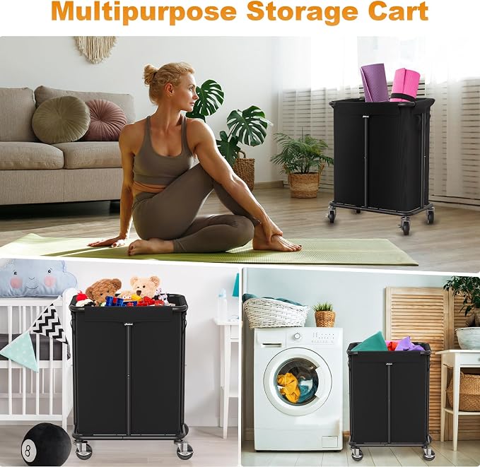Laundry Basket with Wheels, Rolling Laundry Hamper, 46 Gallons, Removable and - Image 7