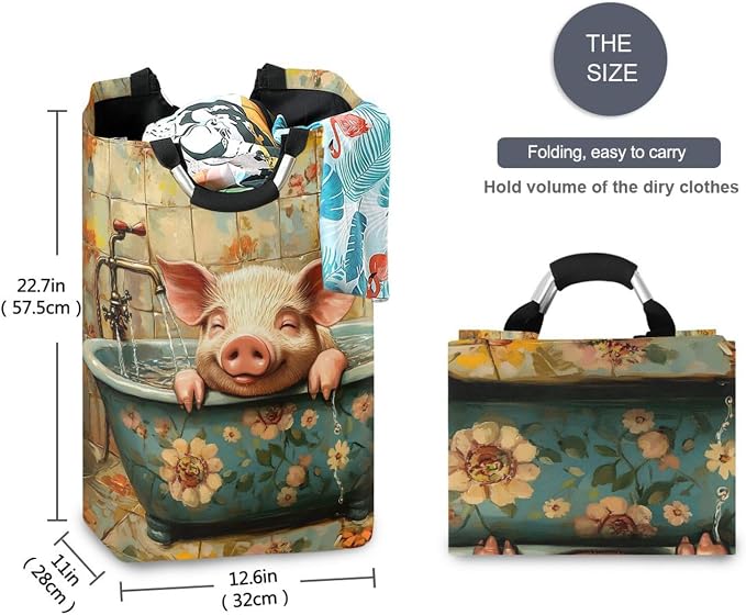 Sweet Pet Pig Retro Bathtub laundry baskets, collapsable and waterproof laundry - Image 5