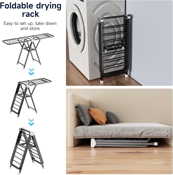 MIKEE Clothes Drying Rack, Foldable Laundry Drying Rack - Image 4